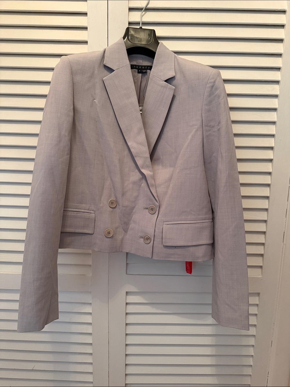 NWT Theory Cropped Double-Breasted Grey Blazer 4